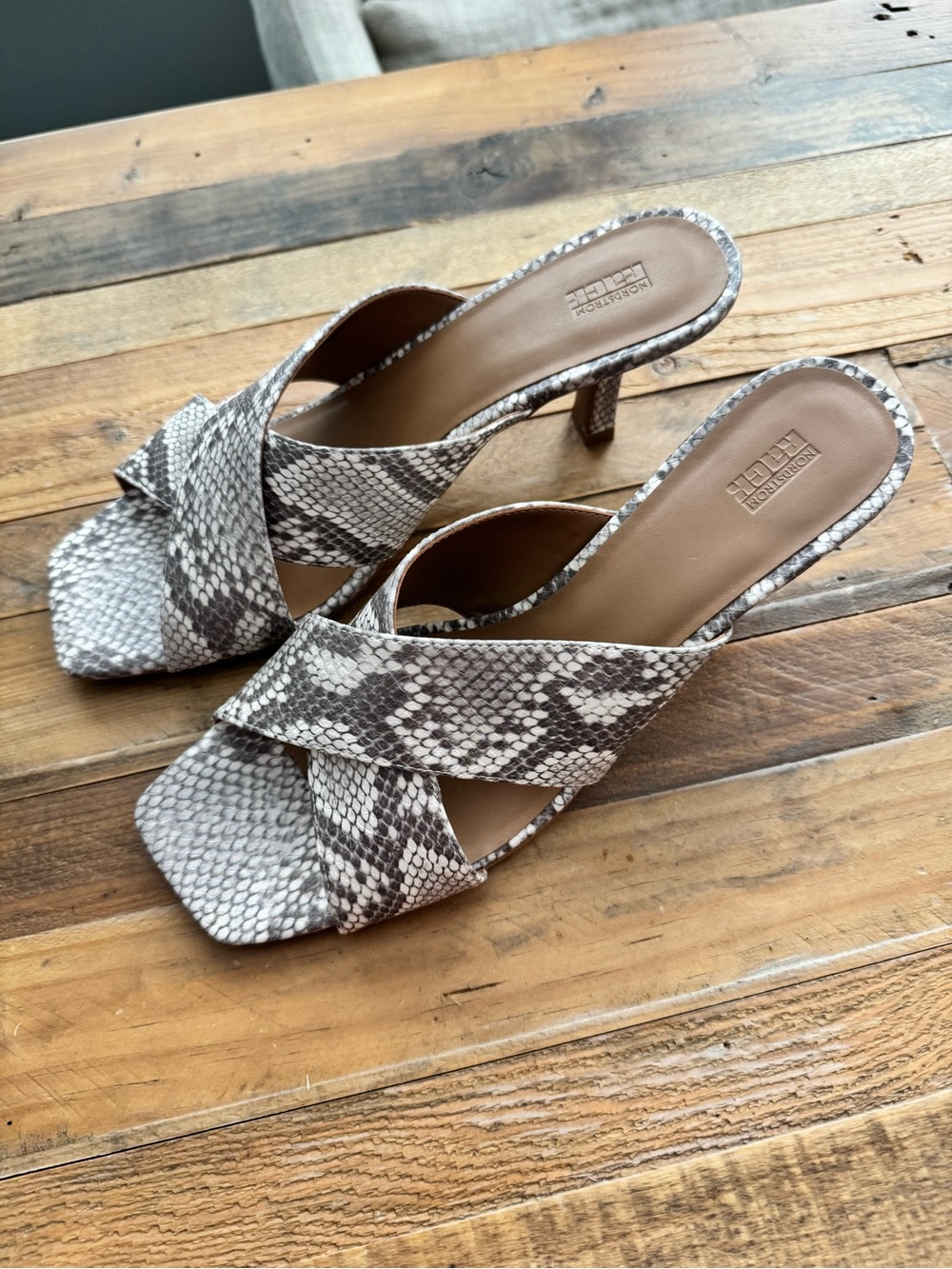 NEW Nordstrom Rack Snake-Print Heeled Slide Sandals